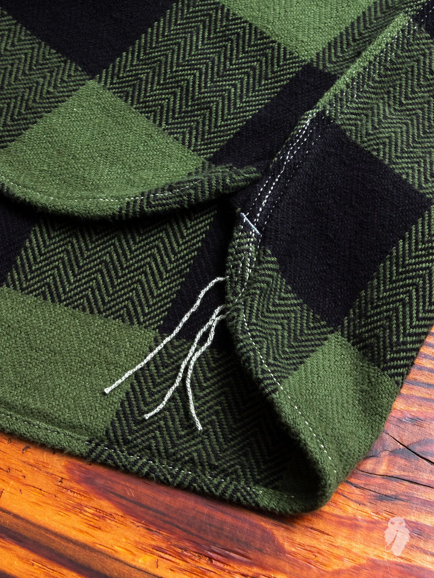 05-187 Herringbone Flannel Shirt in Green