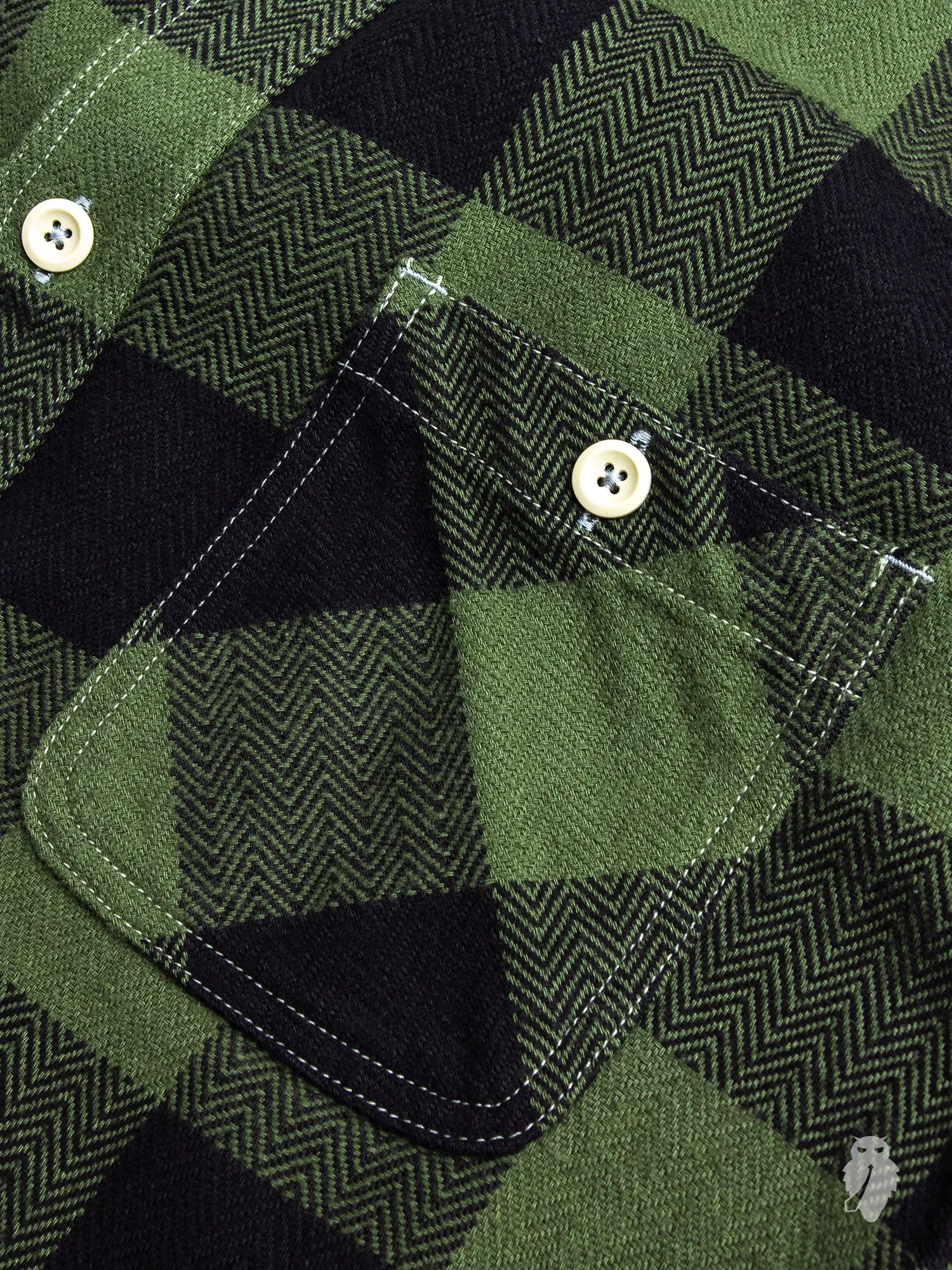 05-187 Herringbone Flannel Shirt in Green
