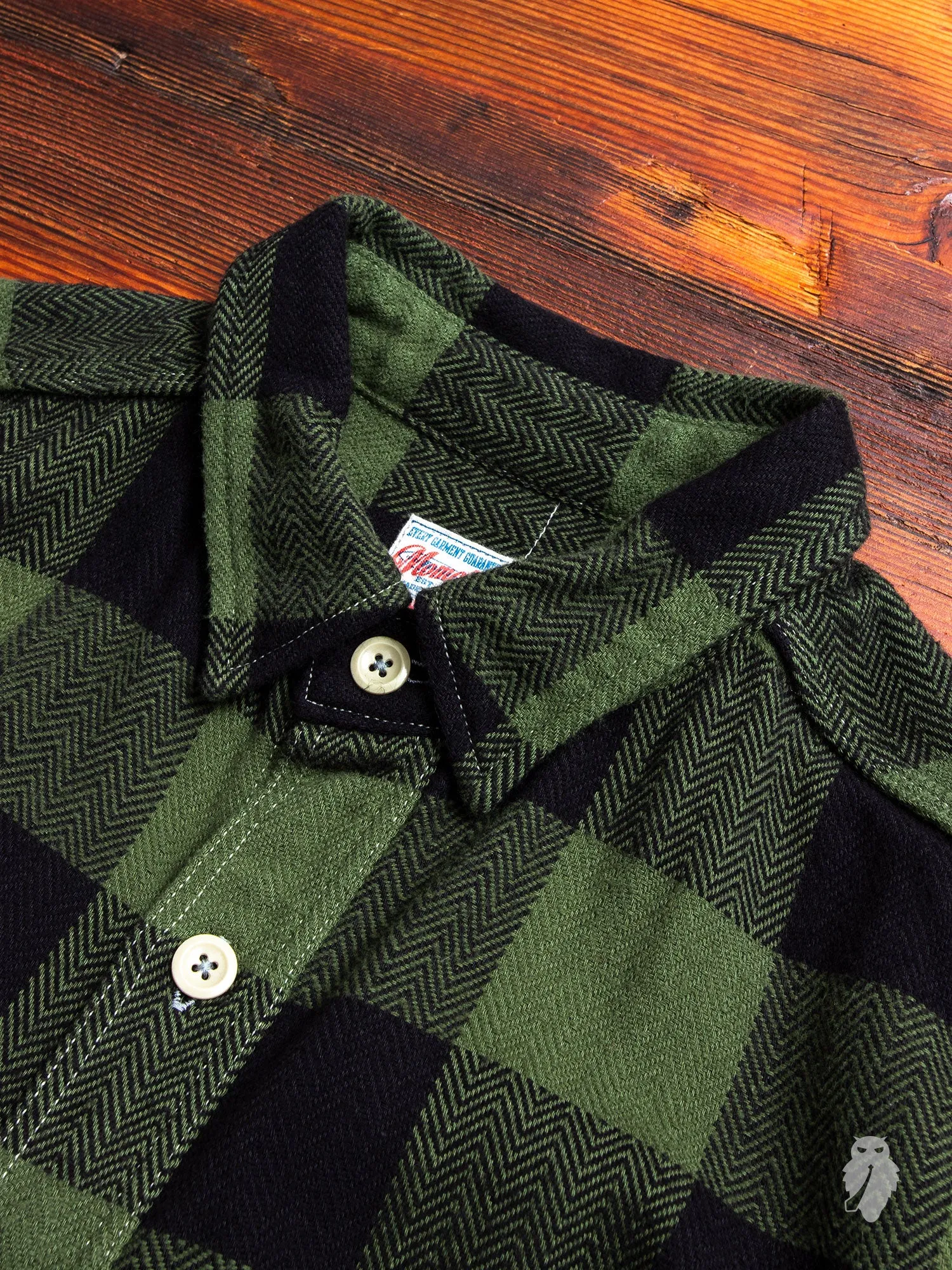 05-187 Herringbone Flannel Shirt in Green