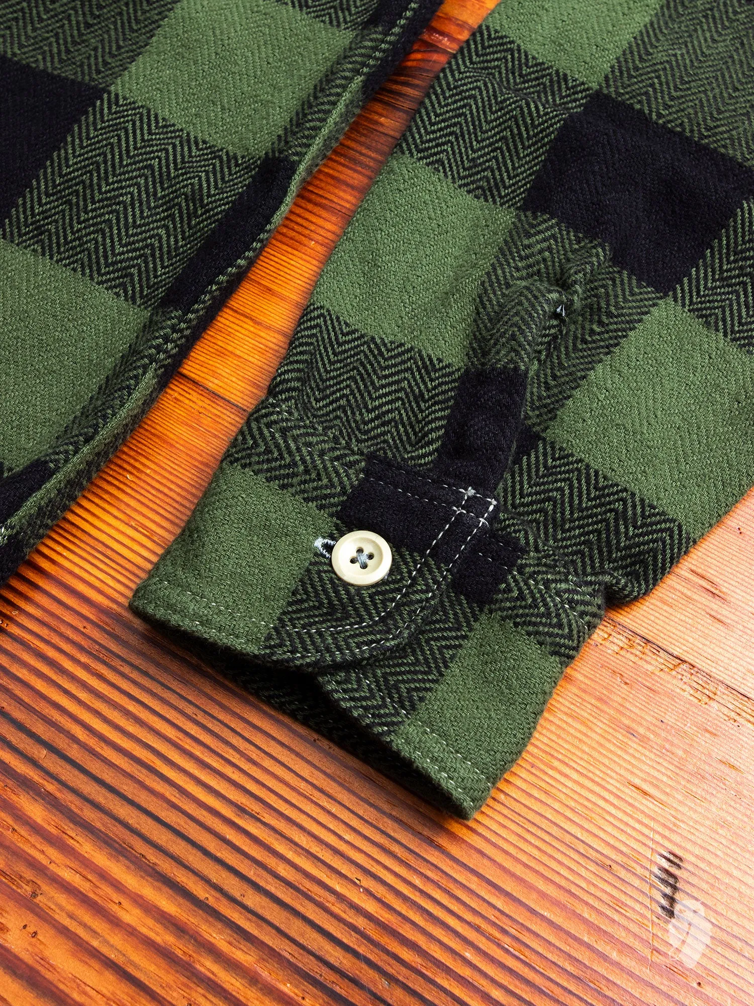 05-187 Herringbone Flannel Shirt in Green