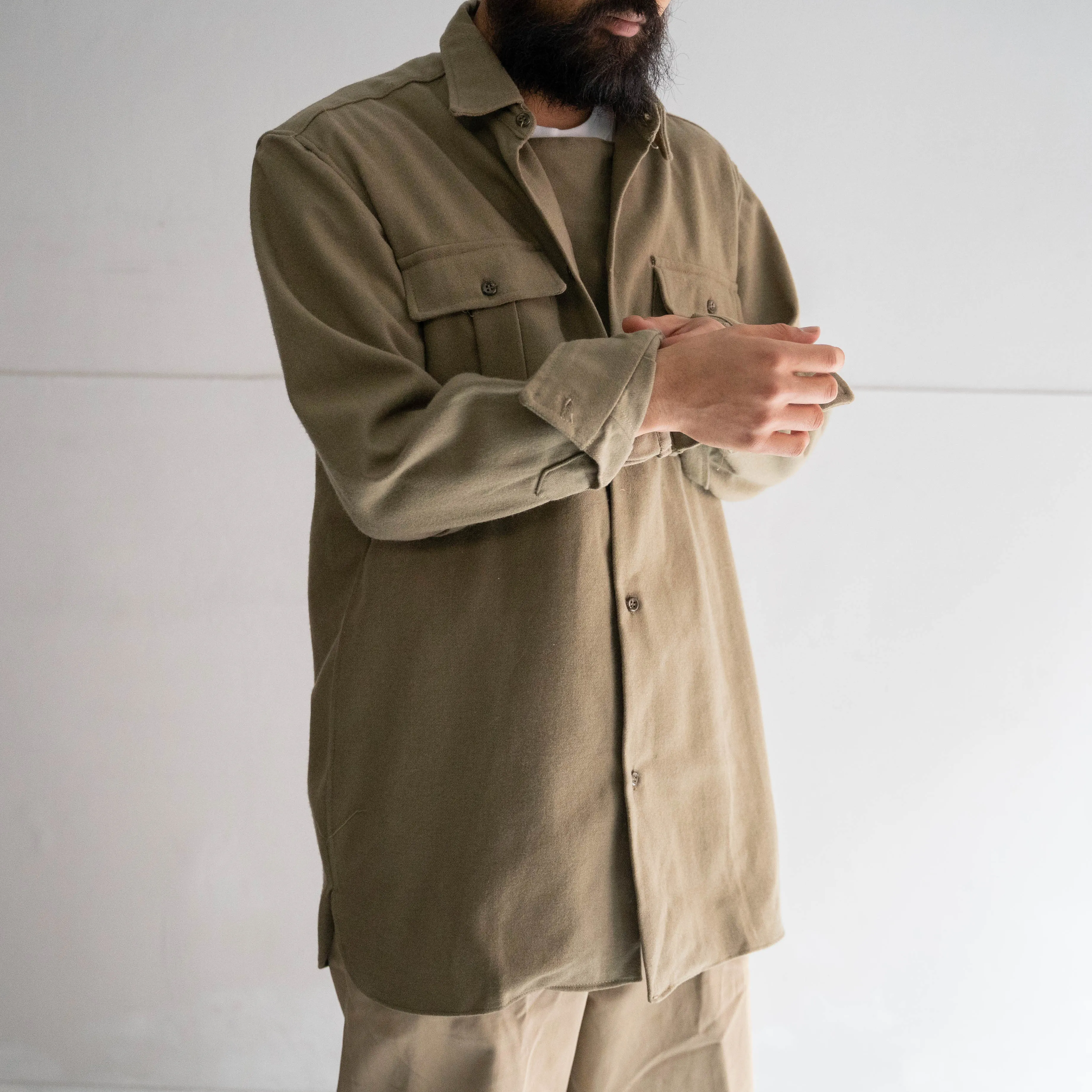 1960-70s Italian military wool gas protective shirt 'dead stock'-without epaulette-