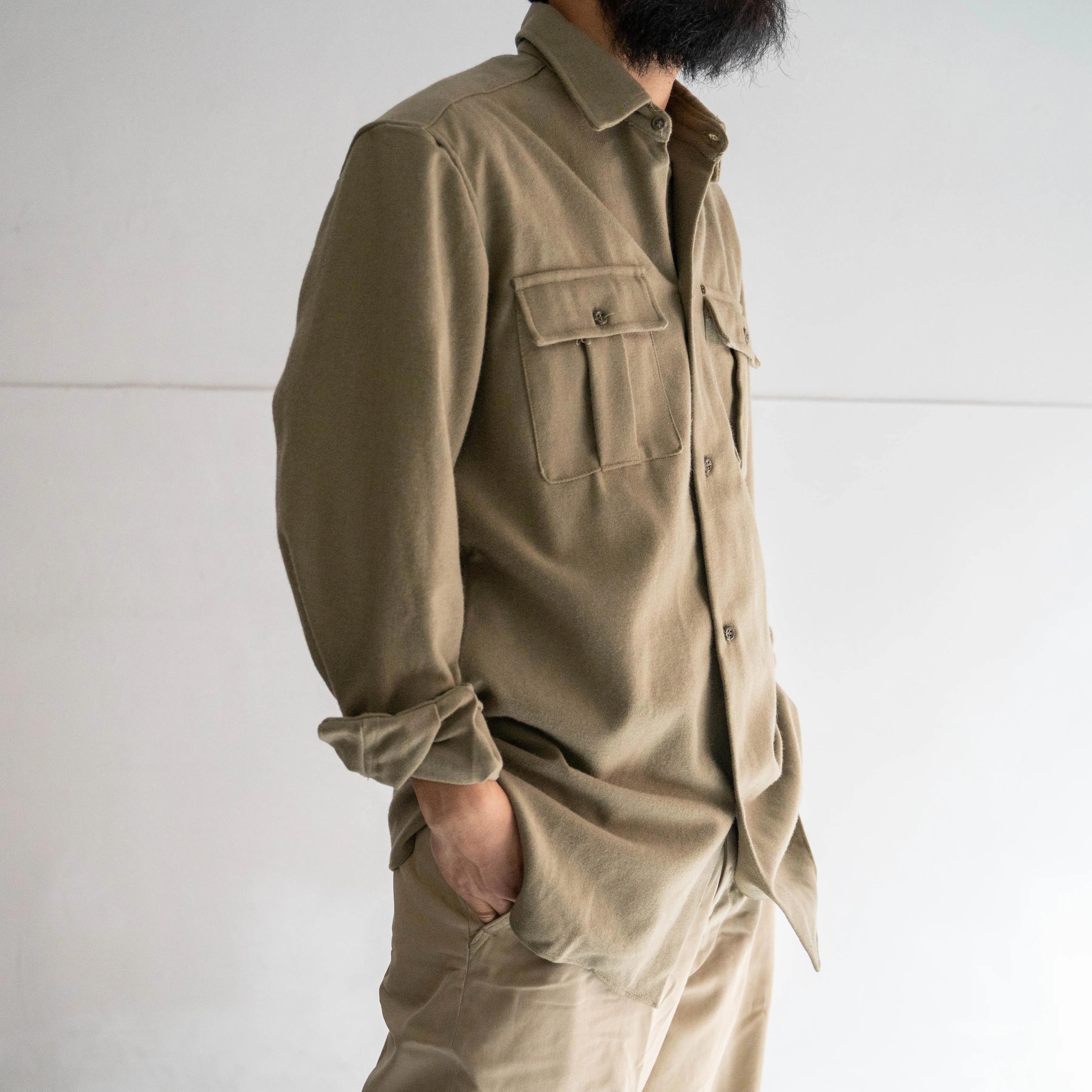 1960-70s Italian military wool gas protective shirt 'dead stock'-without epaulette-