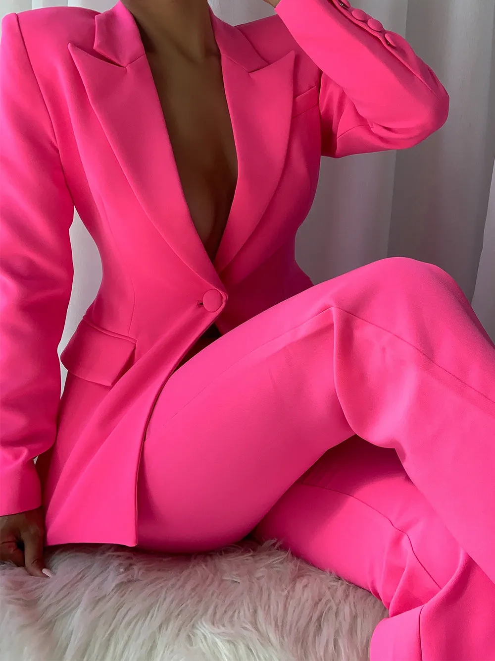 212 Blazer & Pants Set in Fuchsia