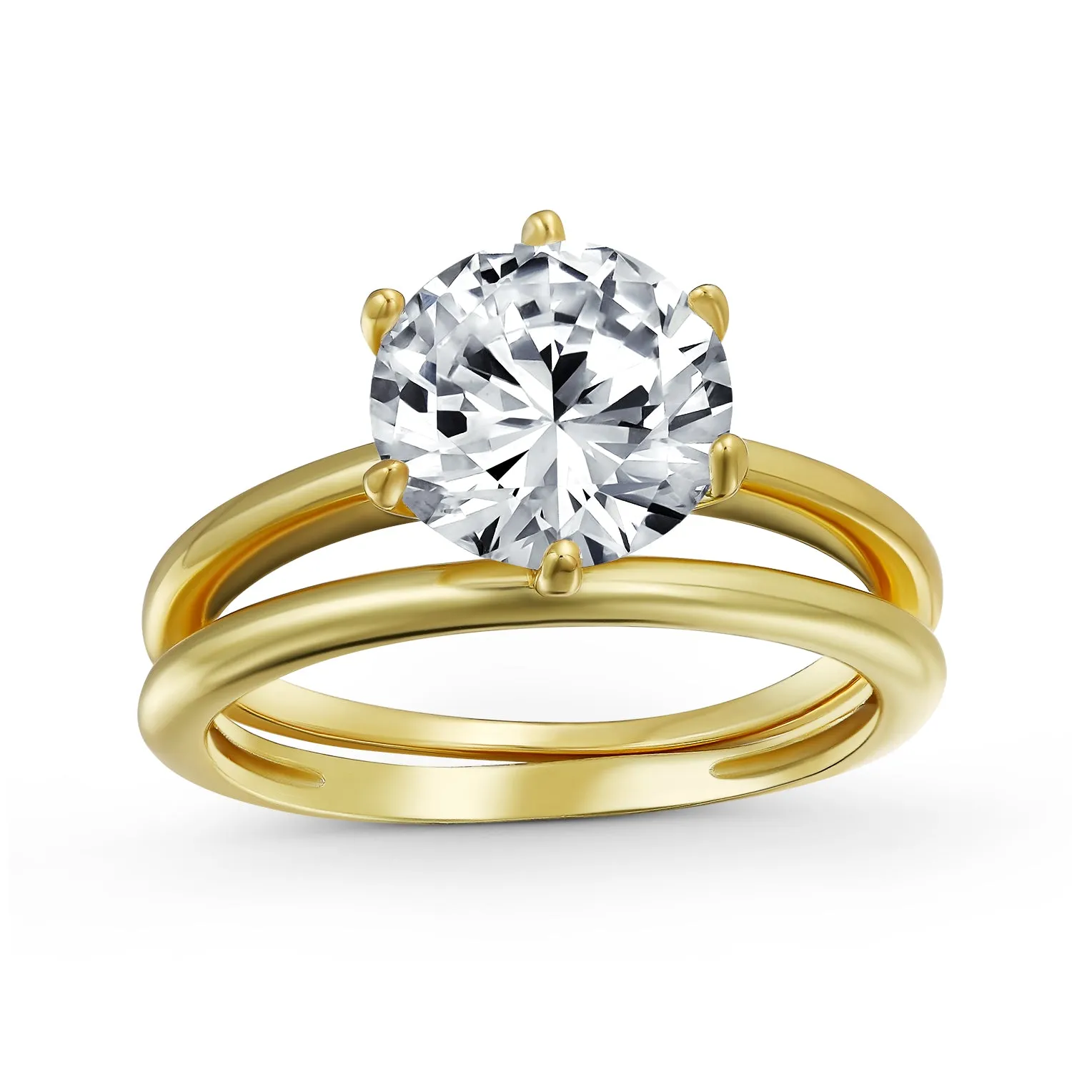 3.5CT Solitaire CZ Engagement Wedding Band Ring Set Sterling Silver