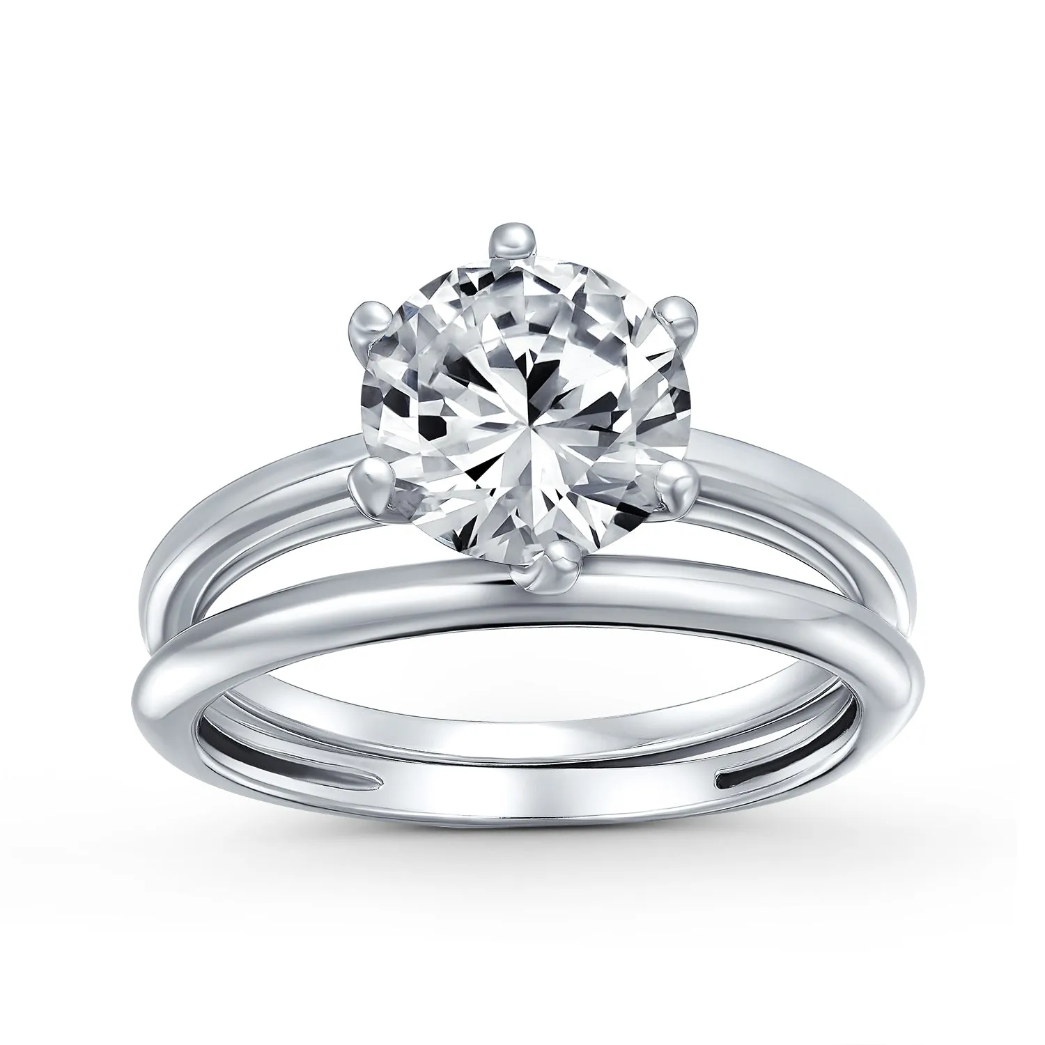 3.5CT Solitaire CZ Engagement Wedding Band Ring Set Sterling Silver