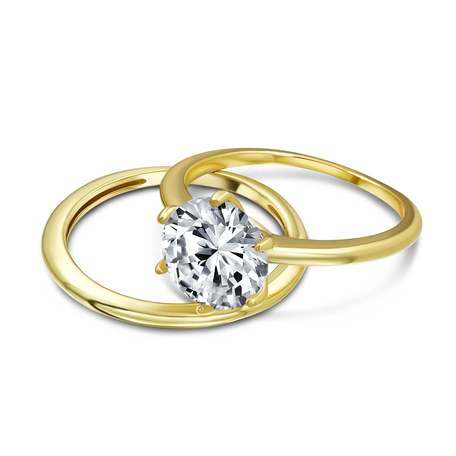 3.5CT Solitaire CZ Engagement Wedding Band Ring Set Sterling Silver