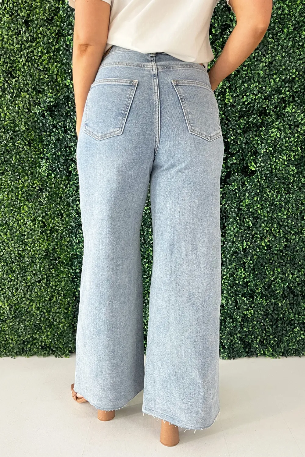 5 Pocket Ankle Length Wide Leg Jeans