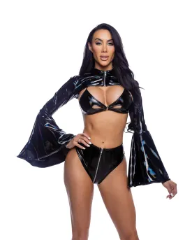 6696 - Bell Sleeve Vinyl Shrug with Zipper Closure