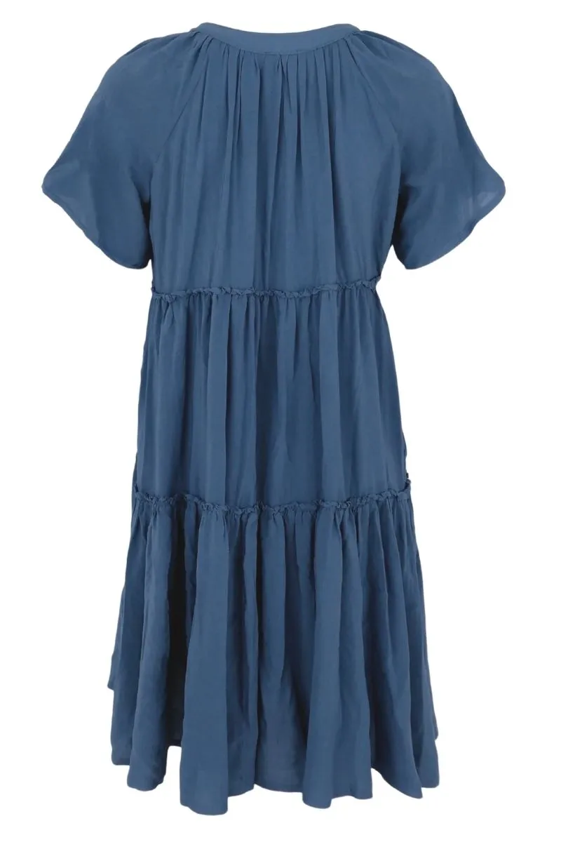 Ada Short Boho Dress | Denim Blue | Kjole fra Black Colour