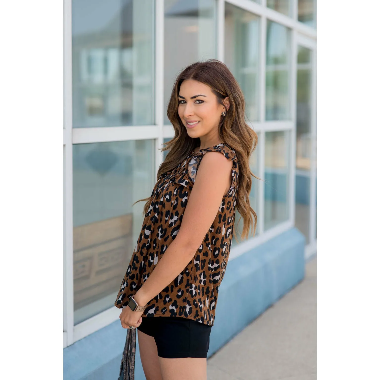 All the Ruffles Leopard Tank