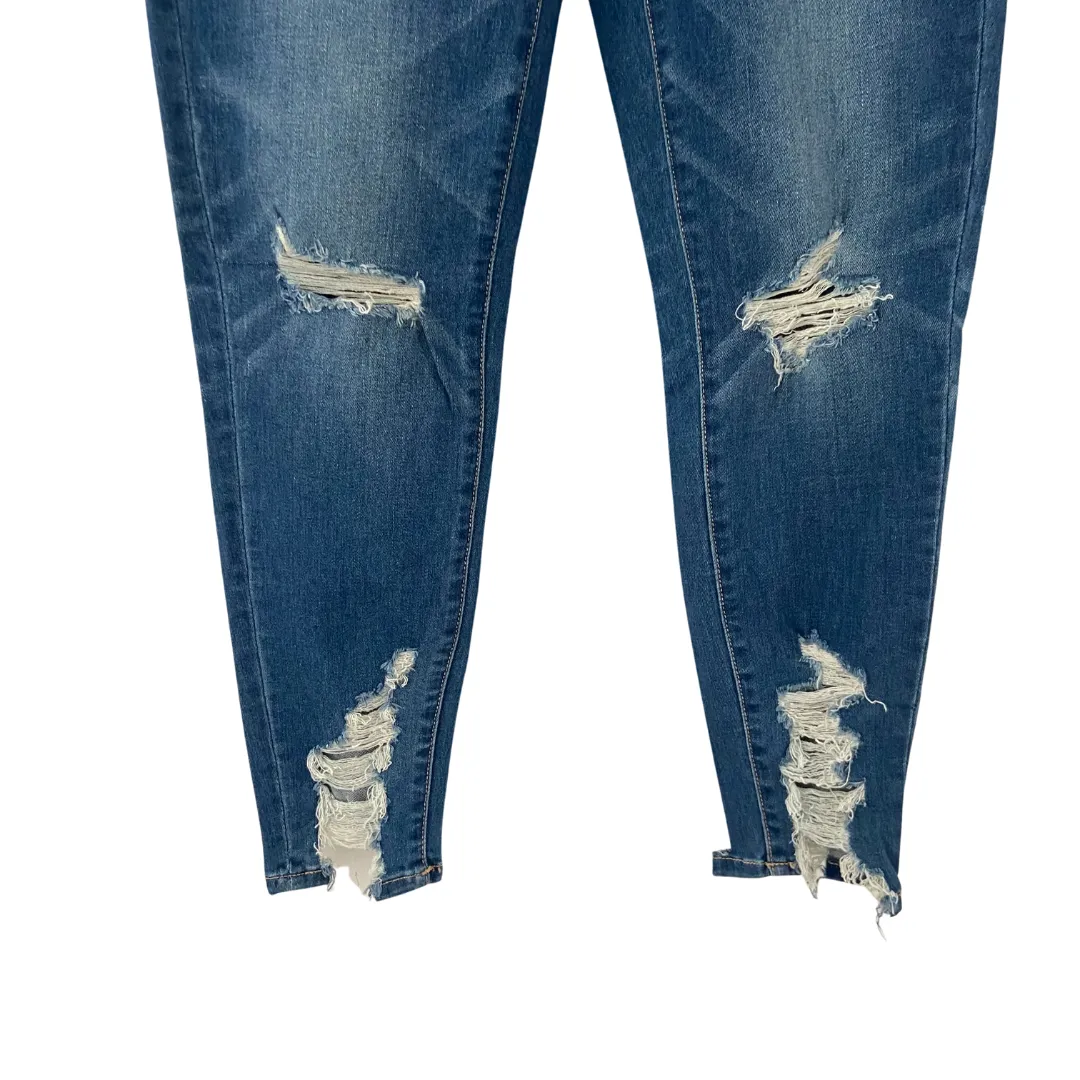 American Eagle Blue Distressed High-rise Cropped Jeggings | Gently Used |