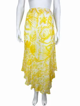 Anthropologie Lilka Women's High-Low Maxi Skirt Yellow/White Size S w/ Tags