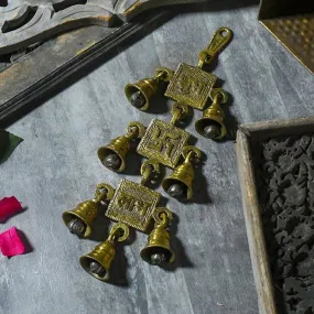 Antique Brass 7 Bells With  Shubh Labh Swastik Figurine