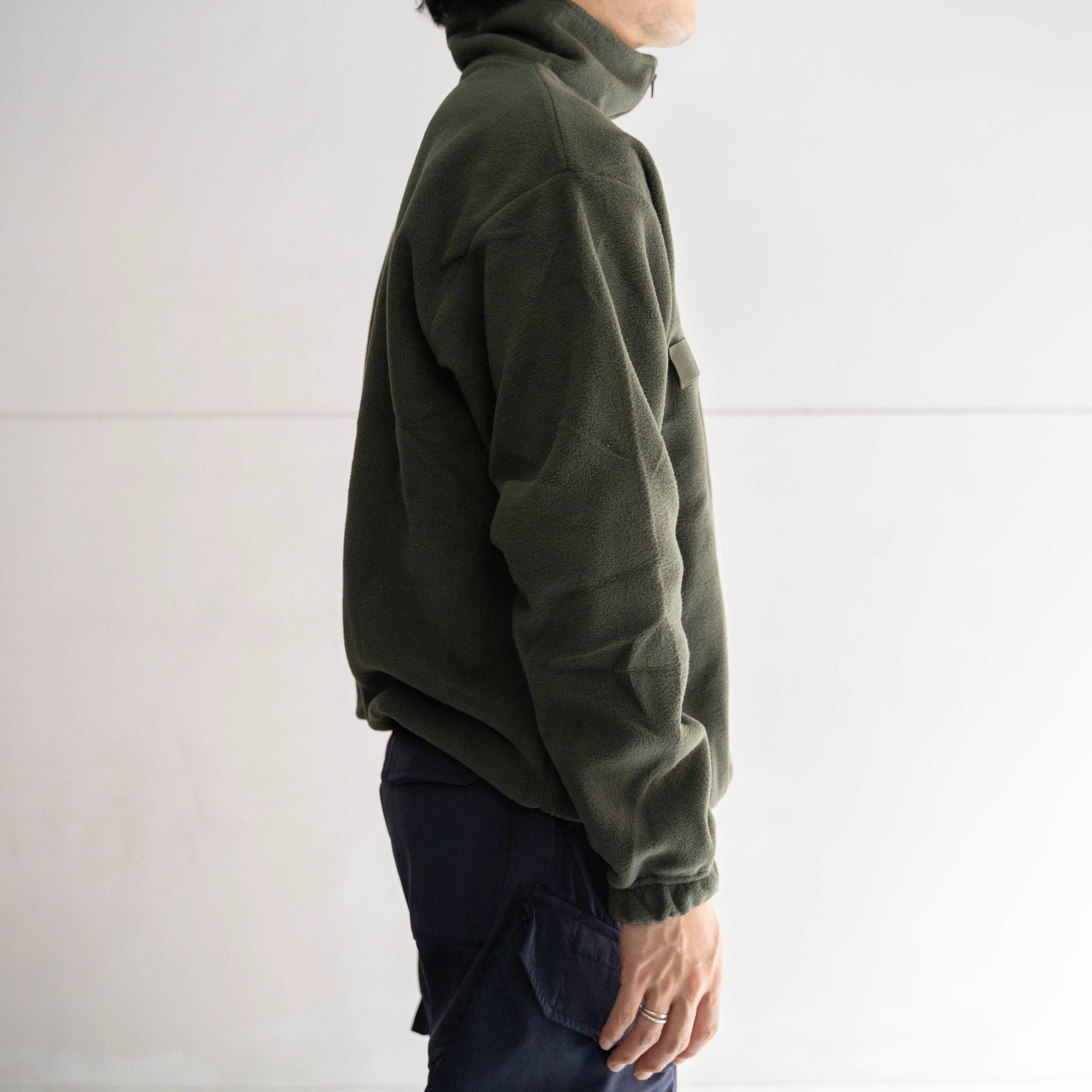 around 1980-00s Italian military olive color half zip high neck fleece 'dead stock'