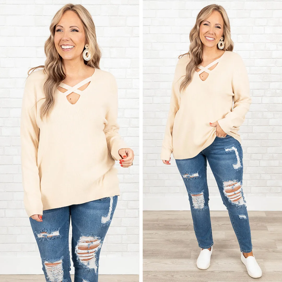 Away With Grace Sweater, Light Apricot
