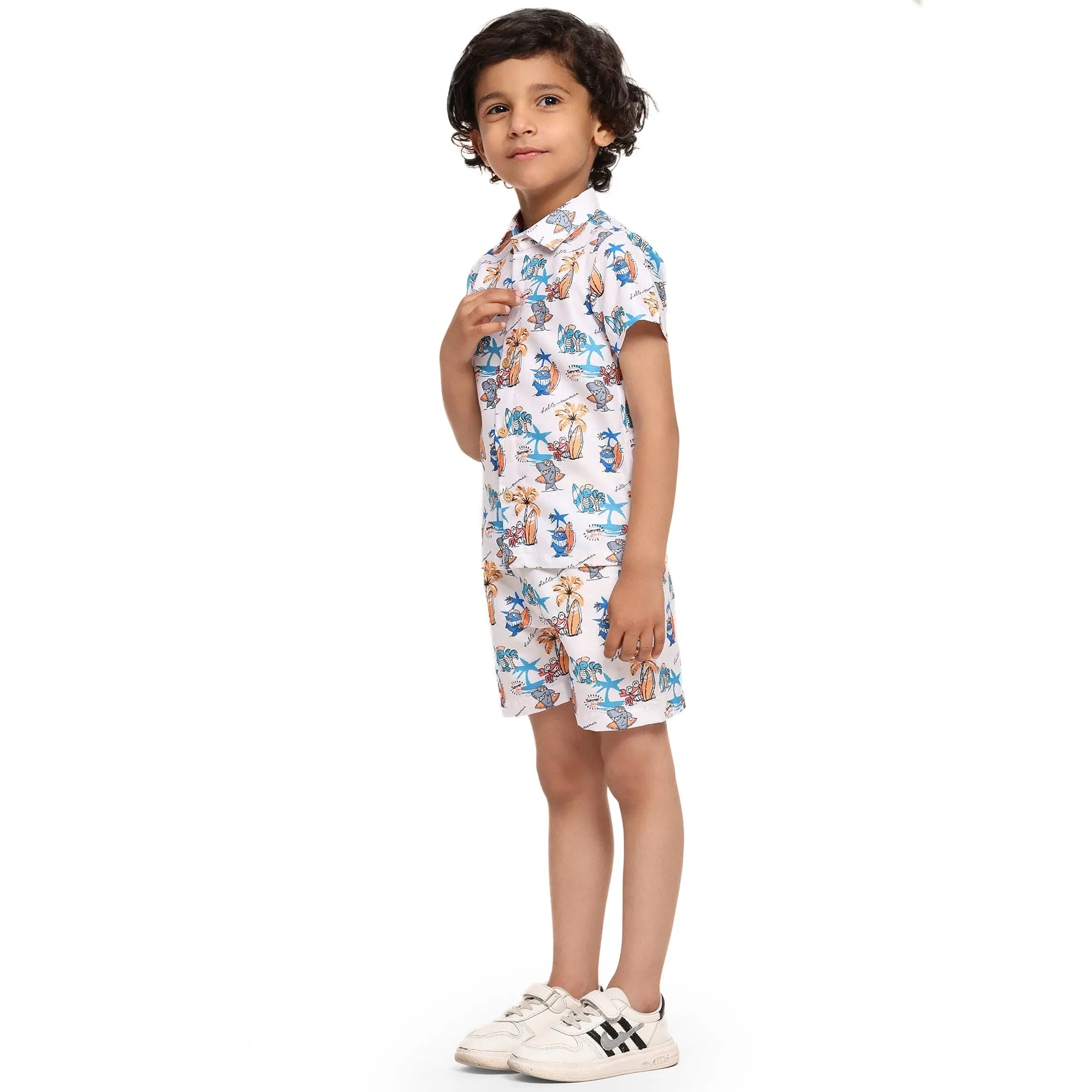 Baby Shark Print Vestiario's Blend Linen Co-ords