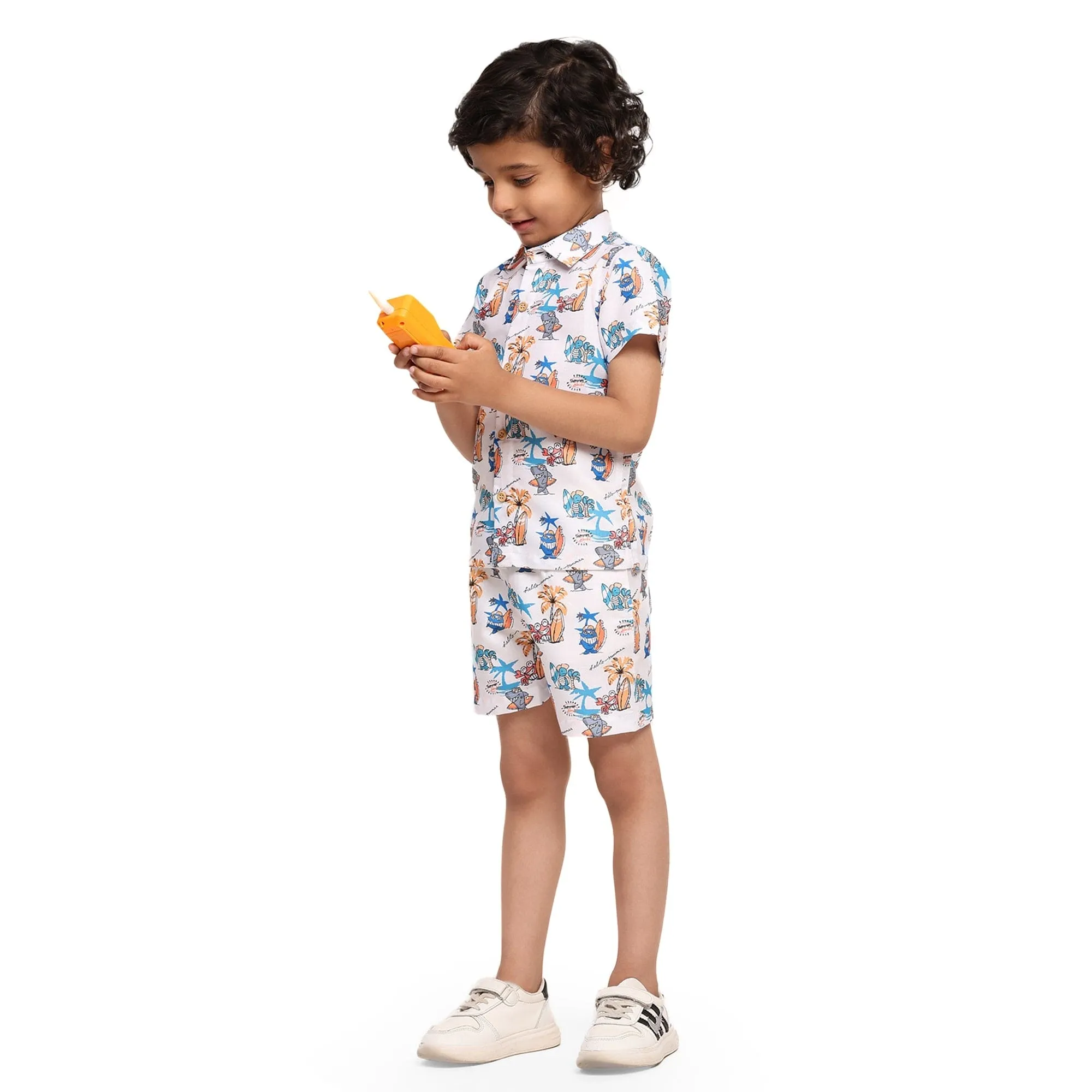 Baby Shark Print Vestiario's Blend Linen Co-ords