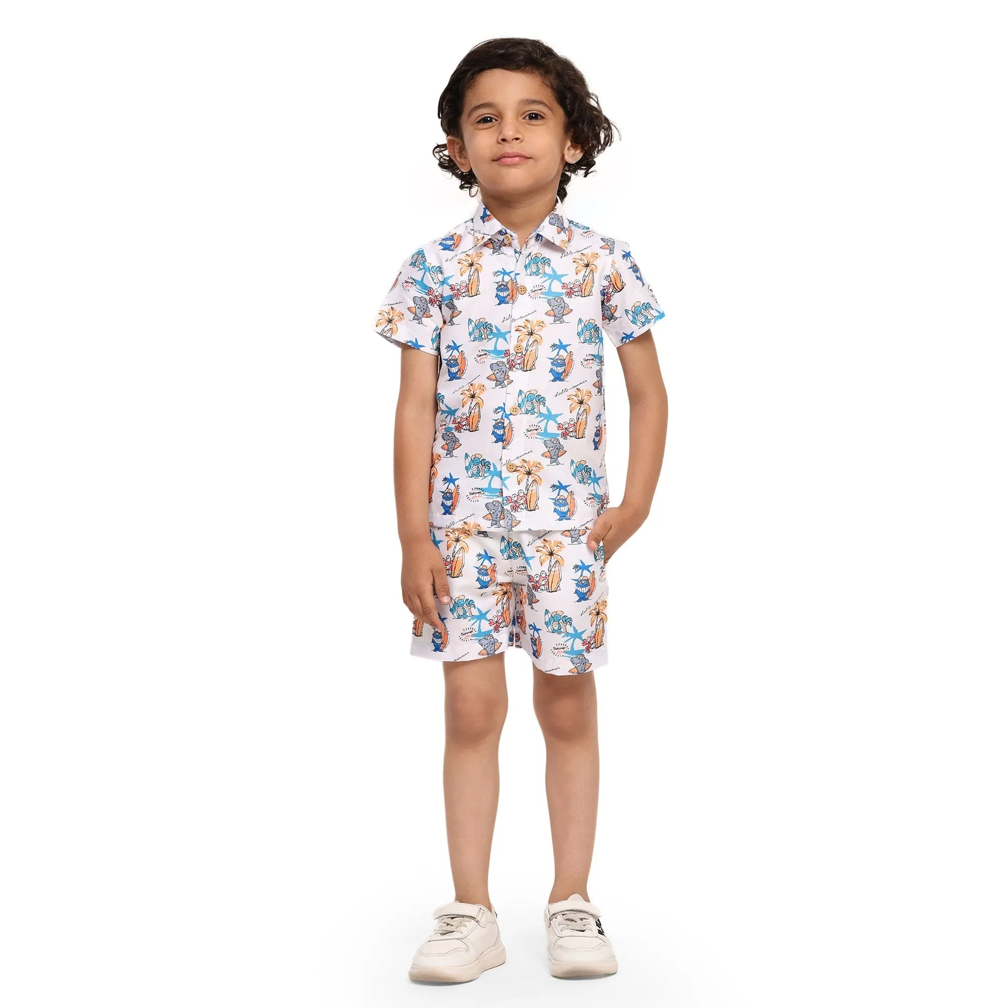 Baby Shark Print Vestiario's Blend Linen Co-ords
