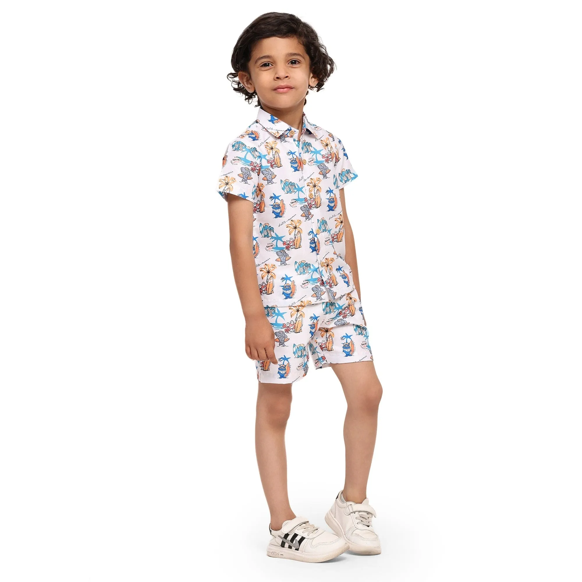 Baby Shark Print Vestiario's Blend Linen Co-ords