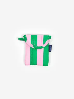 BAGGU Puffy Earbuds Case - Pink Green Awning Stripe