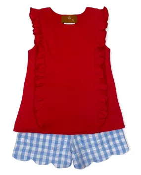 Bailey Short Set-Red & Blue