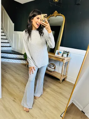 Basic Bae Ribbed High-Low Top and Wide Leg Pants Set