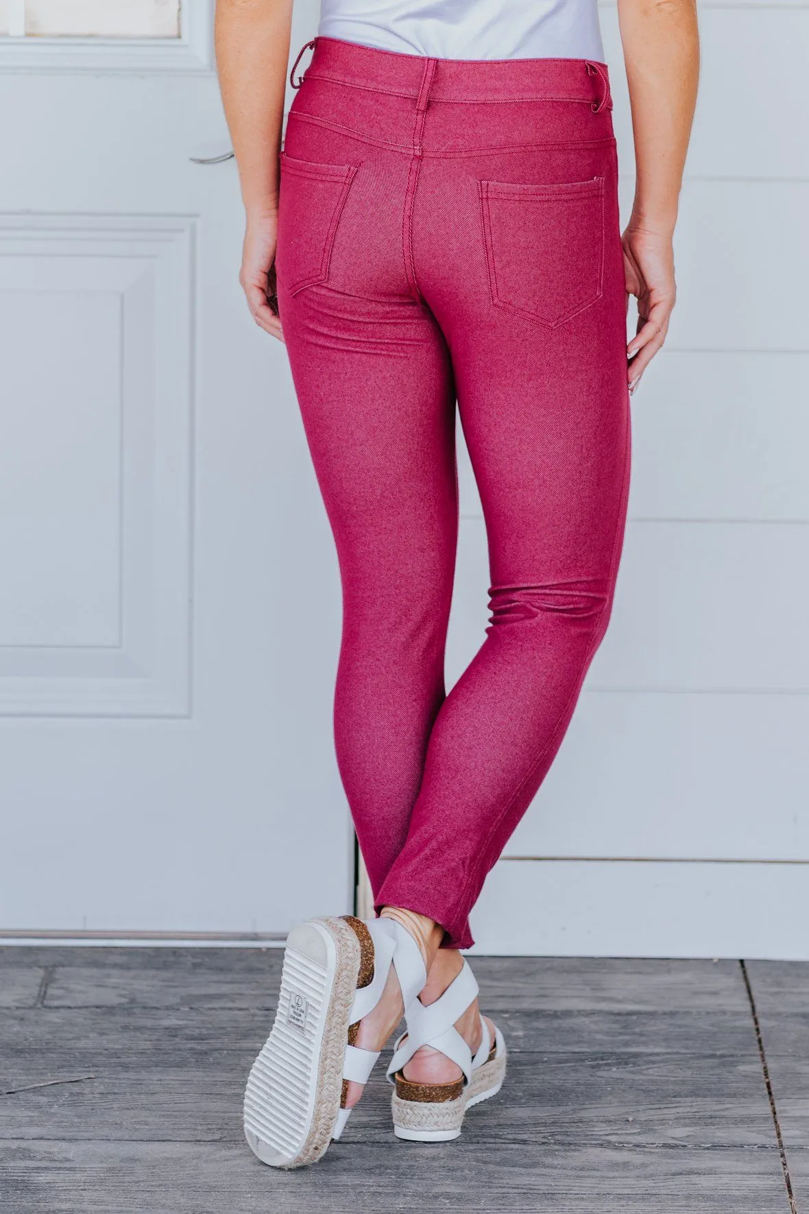 Be My Plus One Classic Skinny Jeggings in Burgundy