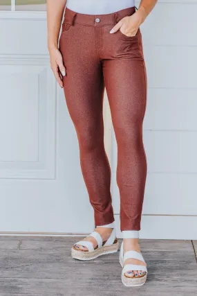 Be My Plus One Classic Skinny Jeggings in Coffee