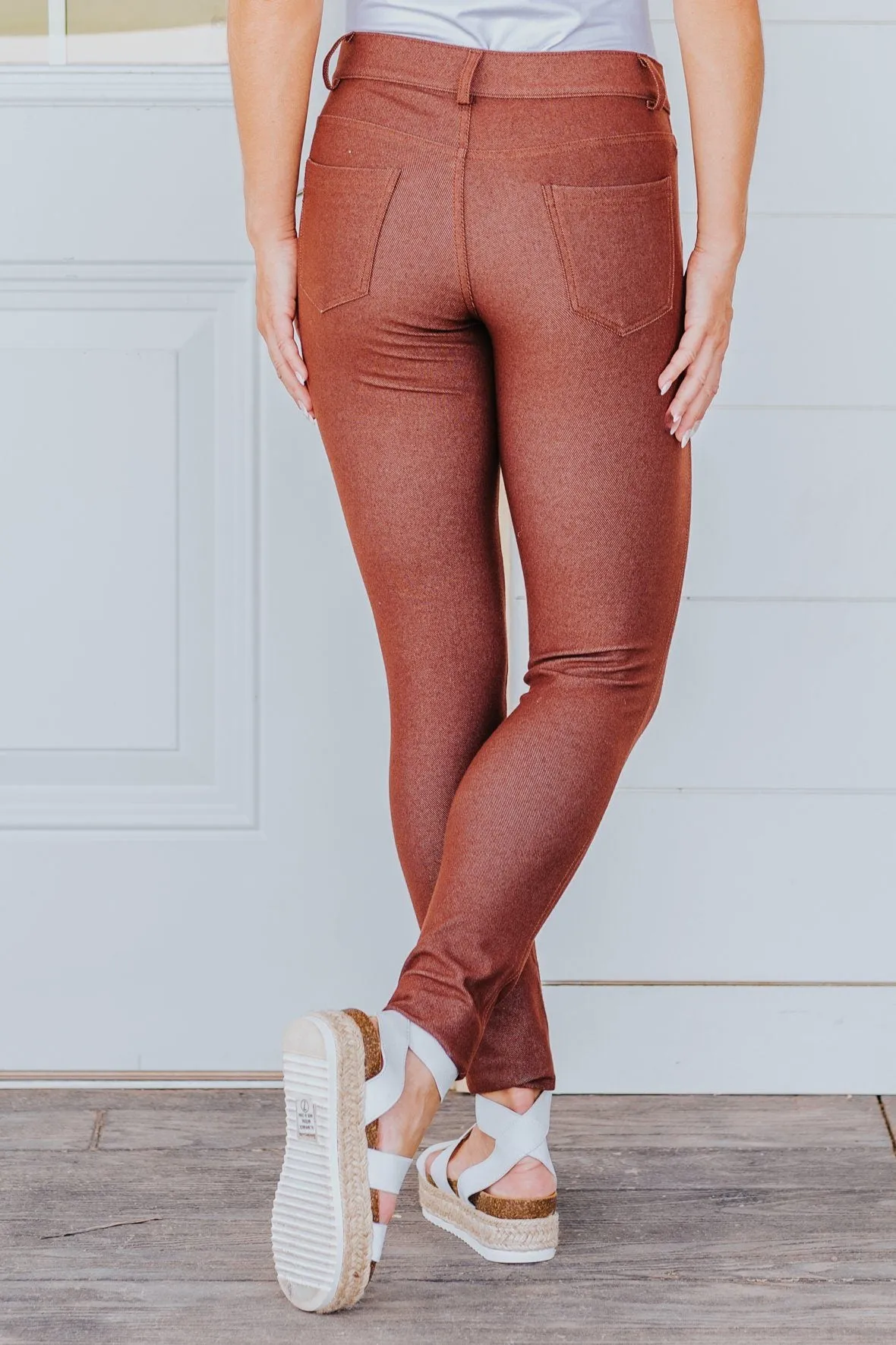 Be My Plus One Classic Skinny Jeggings in Coffee