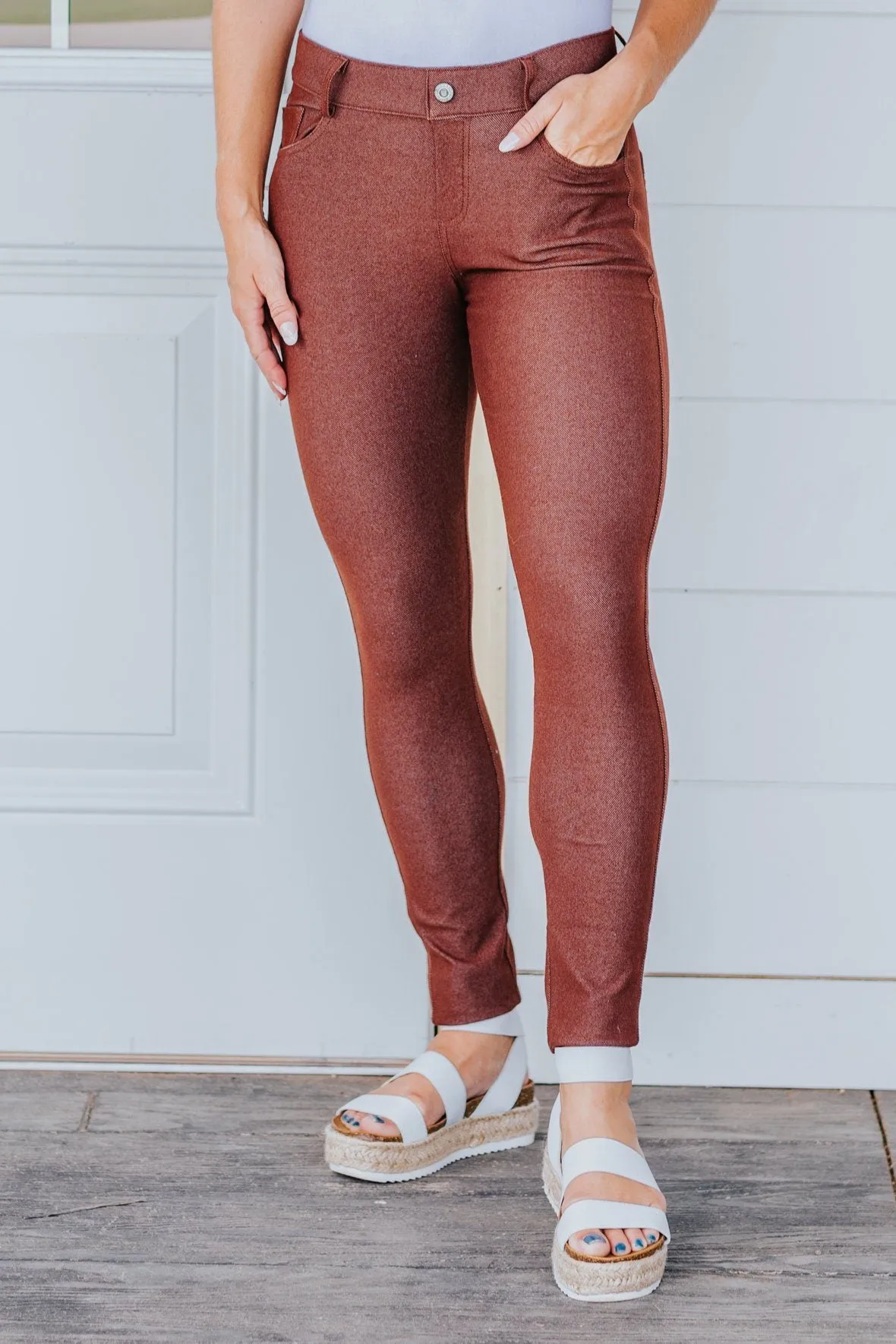 Be My Plus One Classic Skinny Jeggings in Coffee