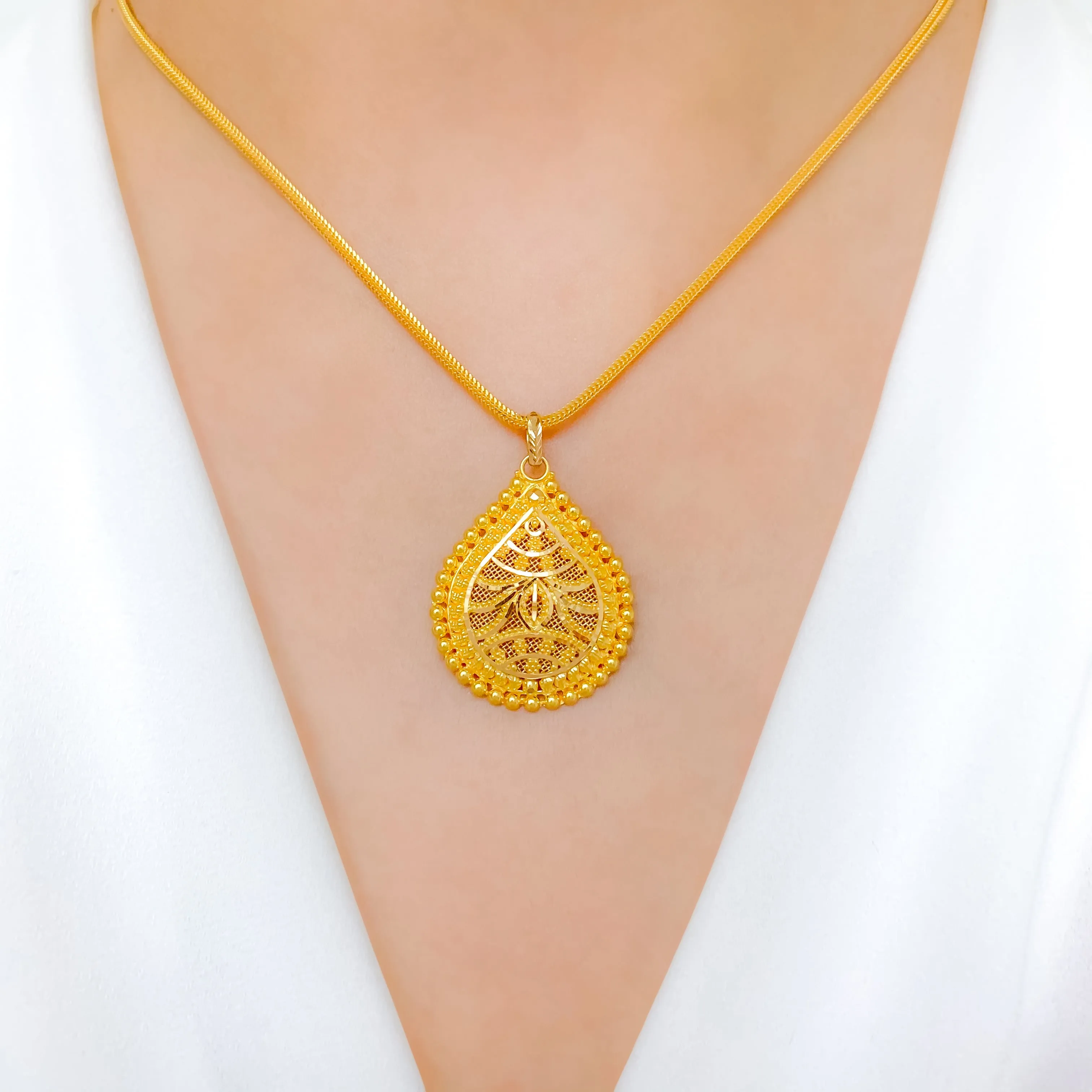 Beaded Tear Drop Pendant