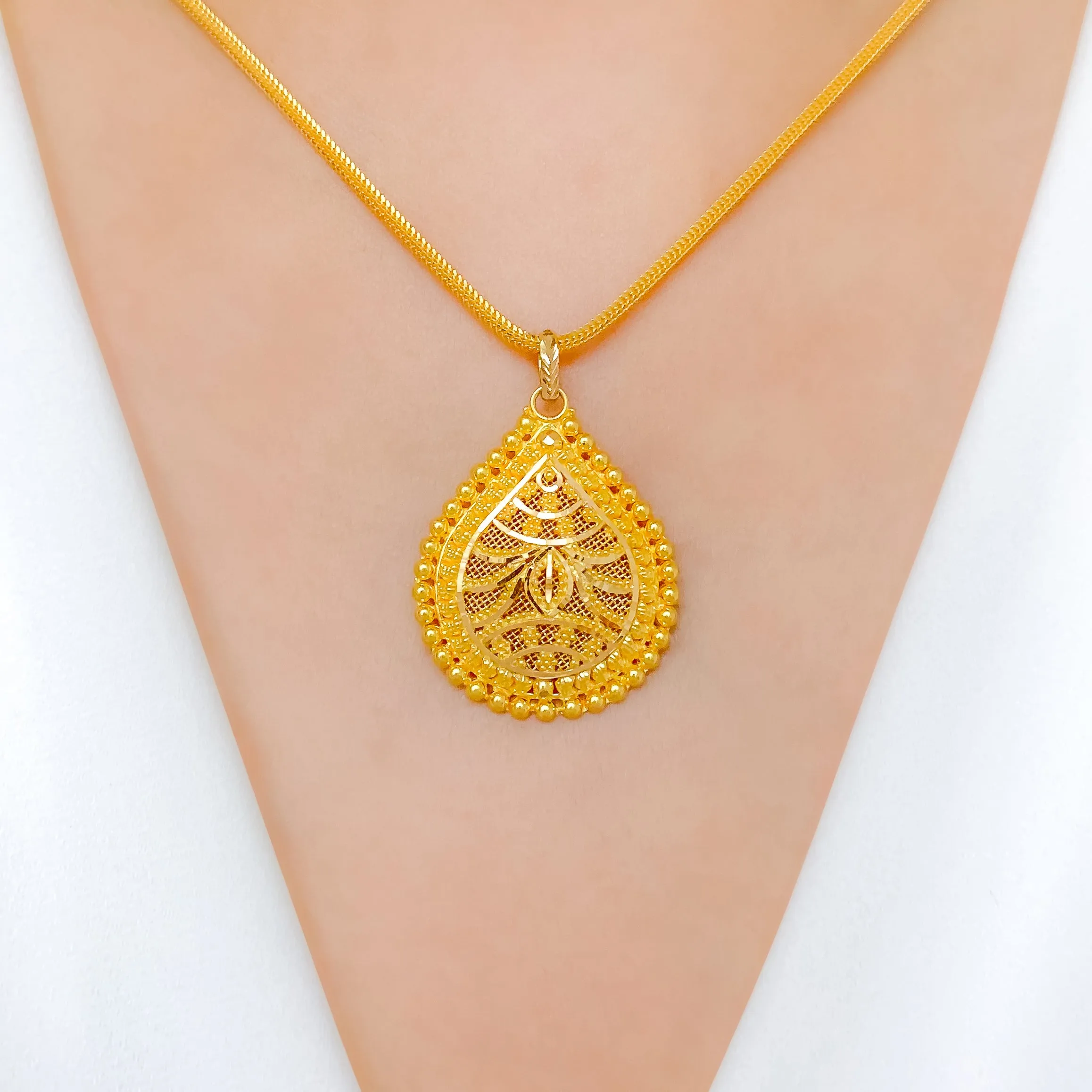 Beaded Tear Drop Pendant