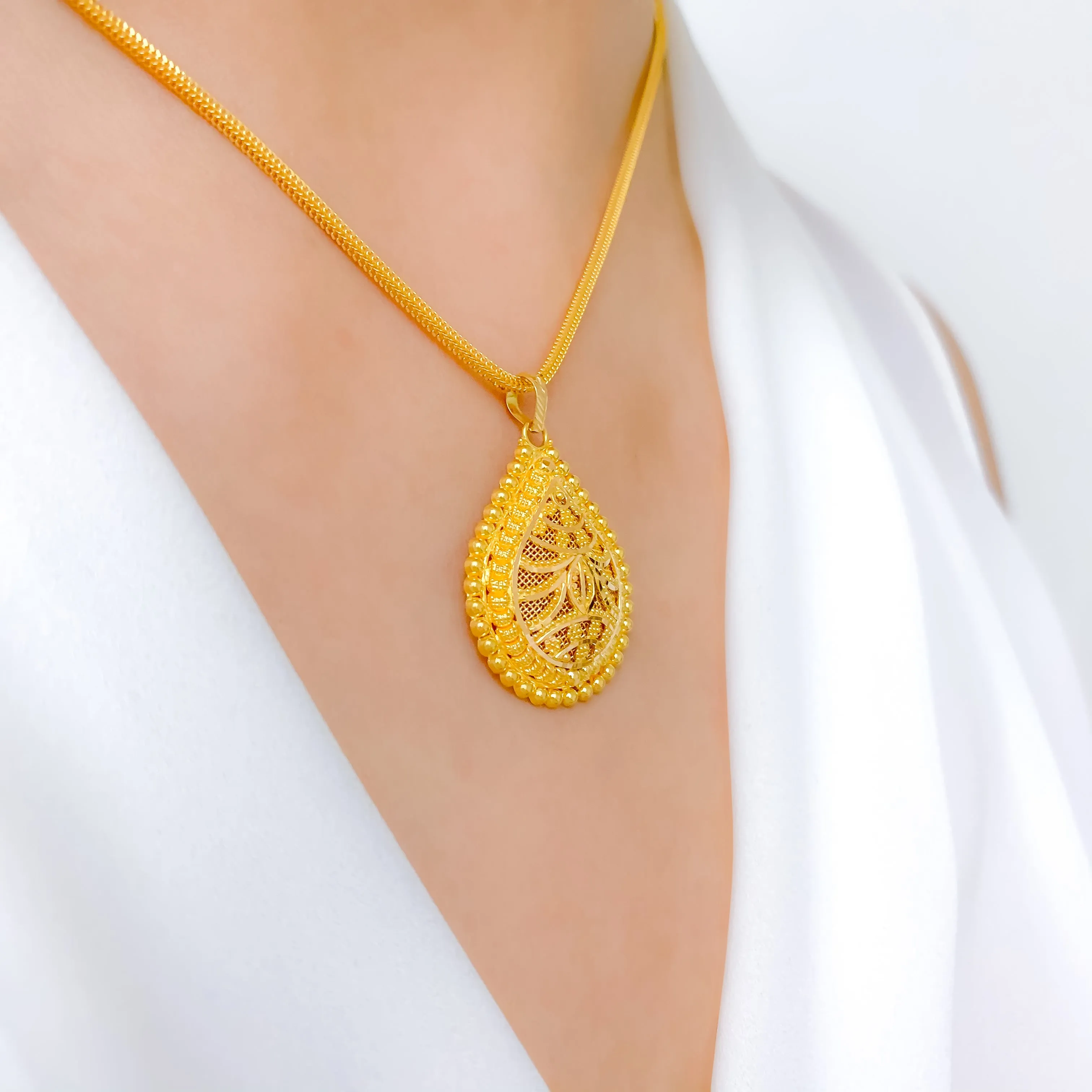 Beaded Tear Drop Pendant