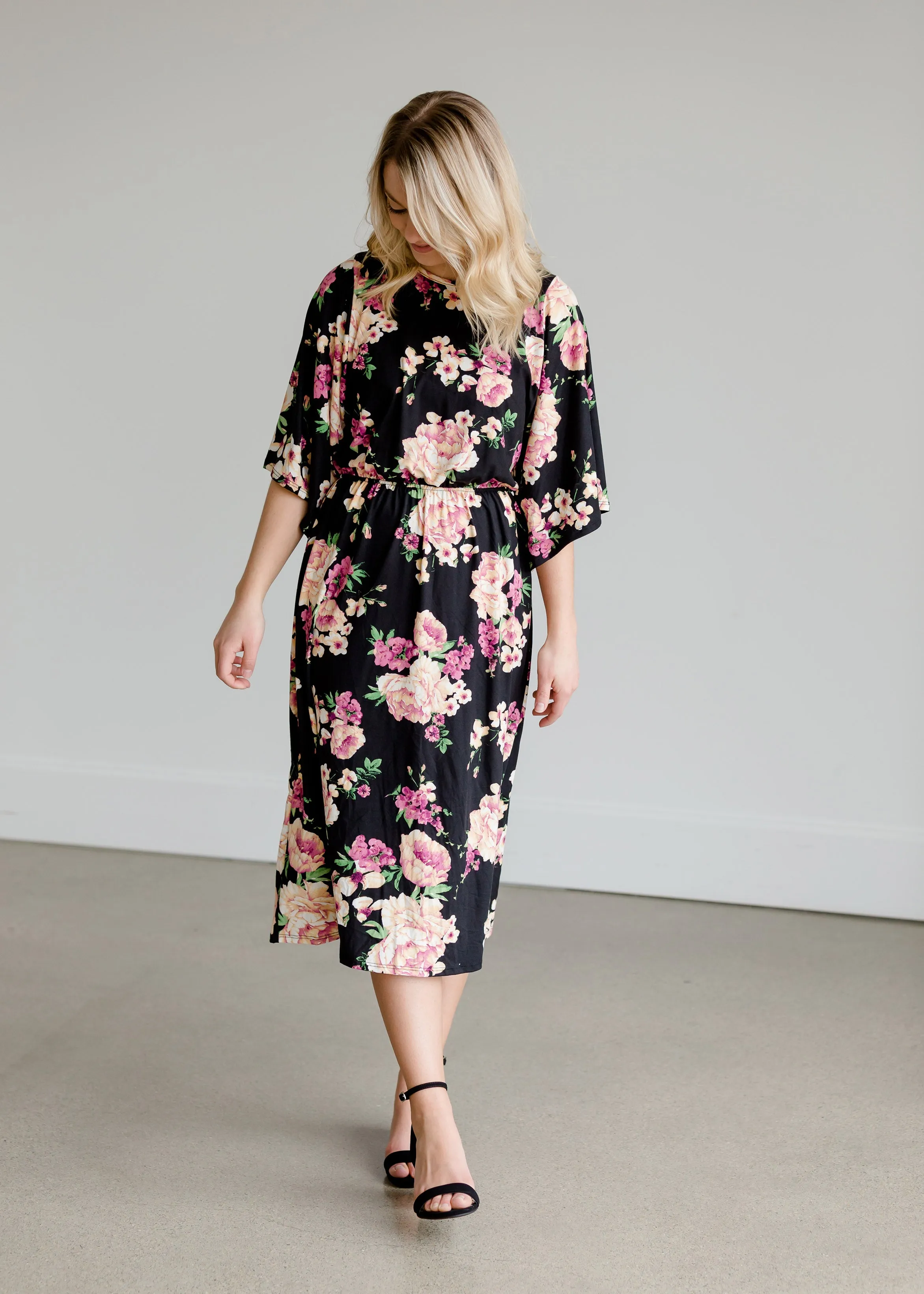 Bell Sleeve Floral Midi Dress - FINAL SALE