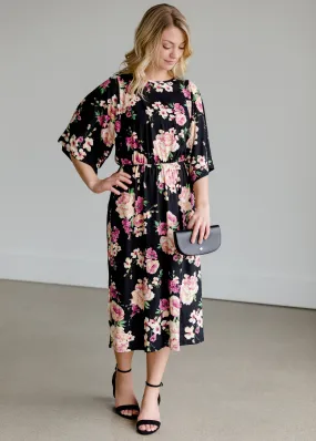 Bell Sleeve Floral Midi Dress - FINAL SALE