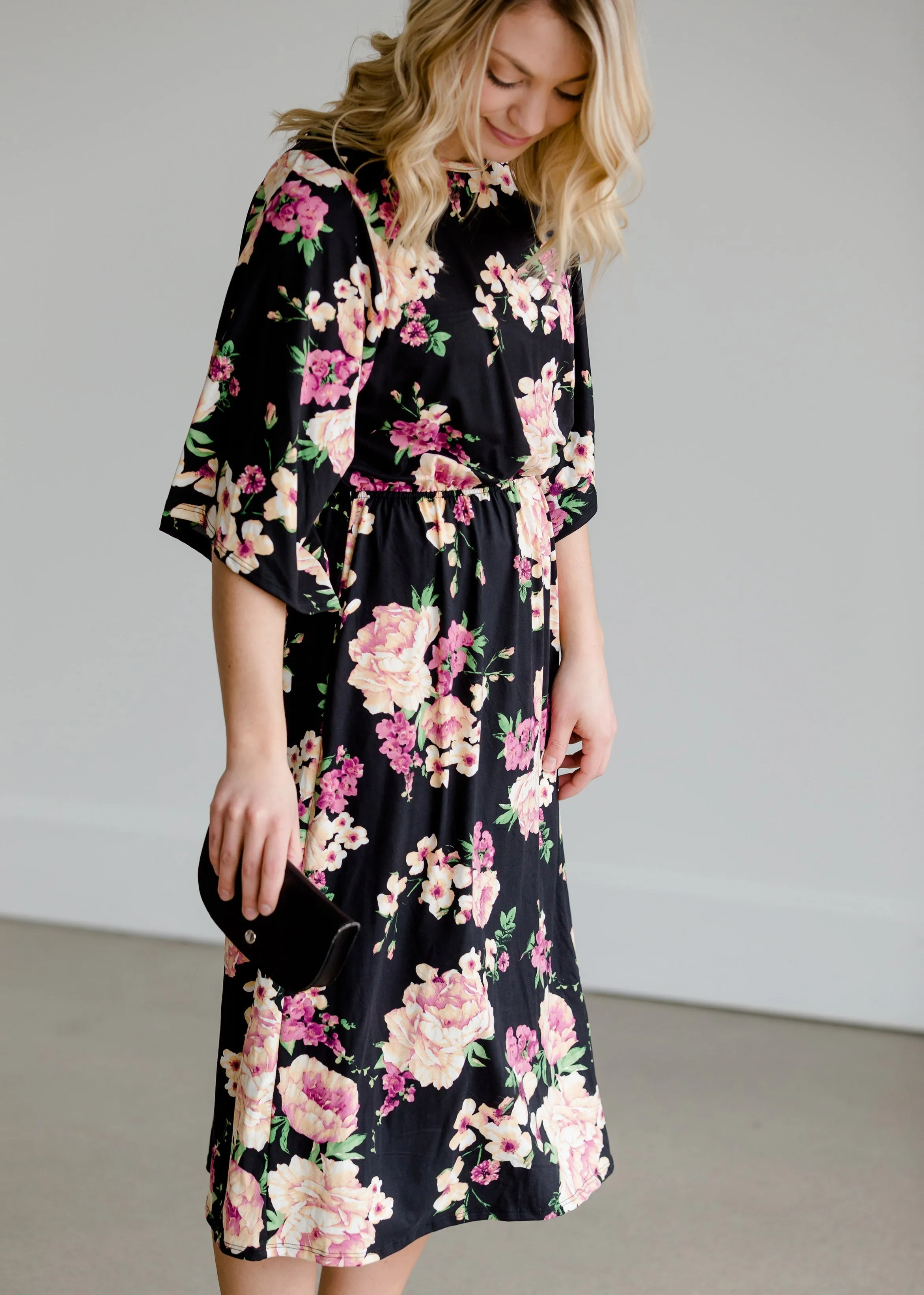 Bell Sleeve Floral Midi Dress - FINAL SALE