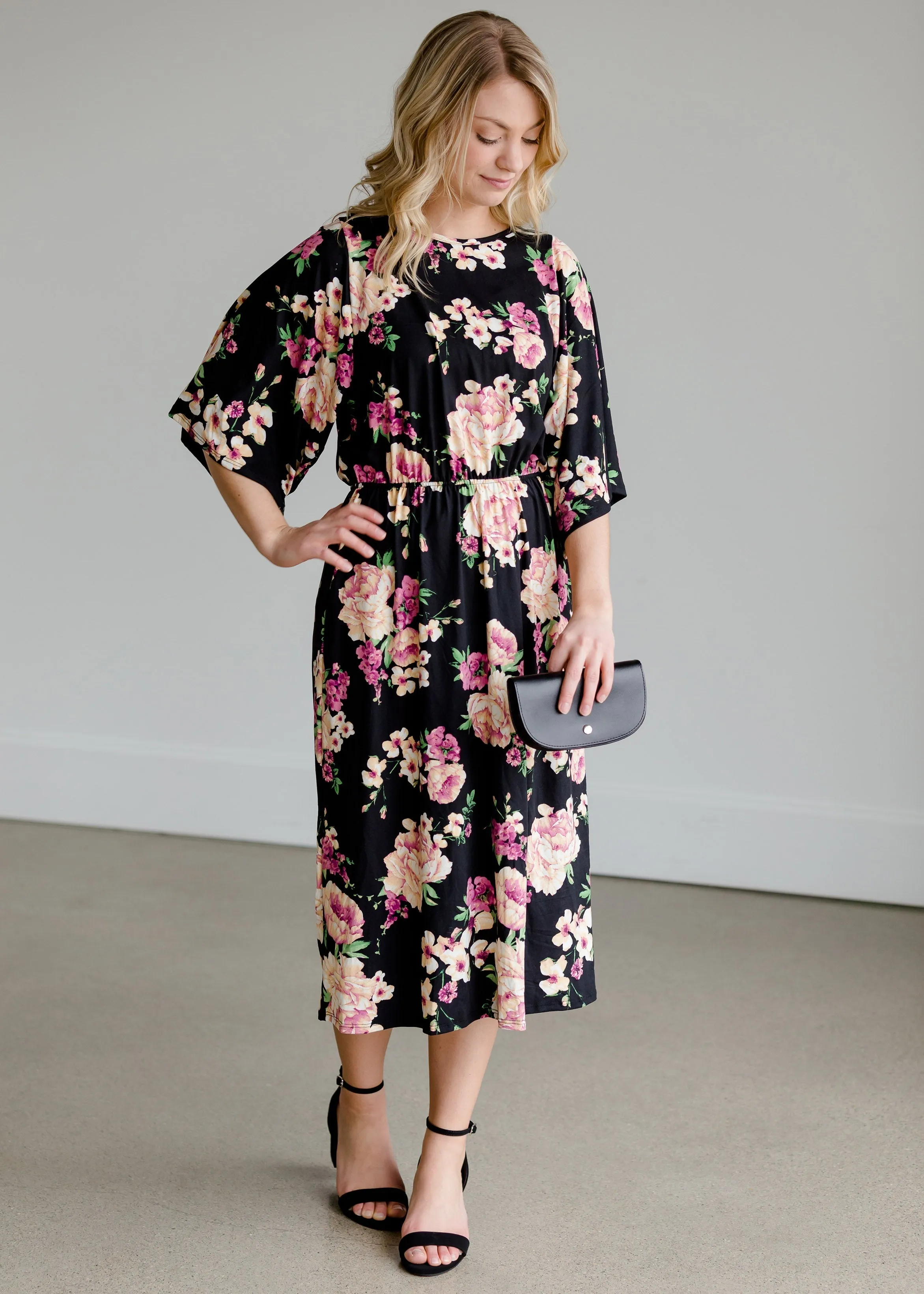Bell Sleeve Floral Midi Dress - FINAL SALE