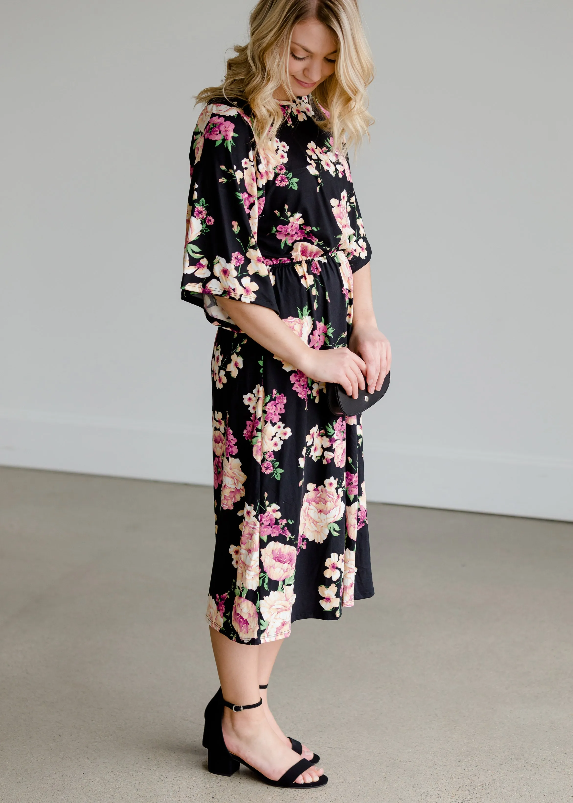 Bell Sleeve Floral Midi Dress - FINAL SALE