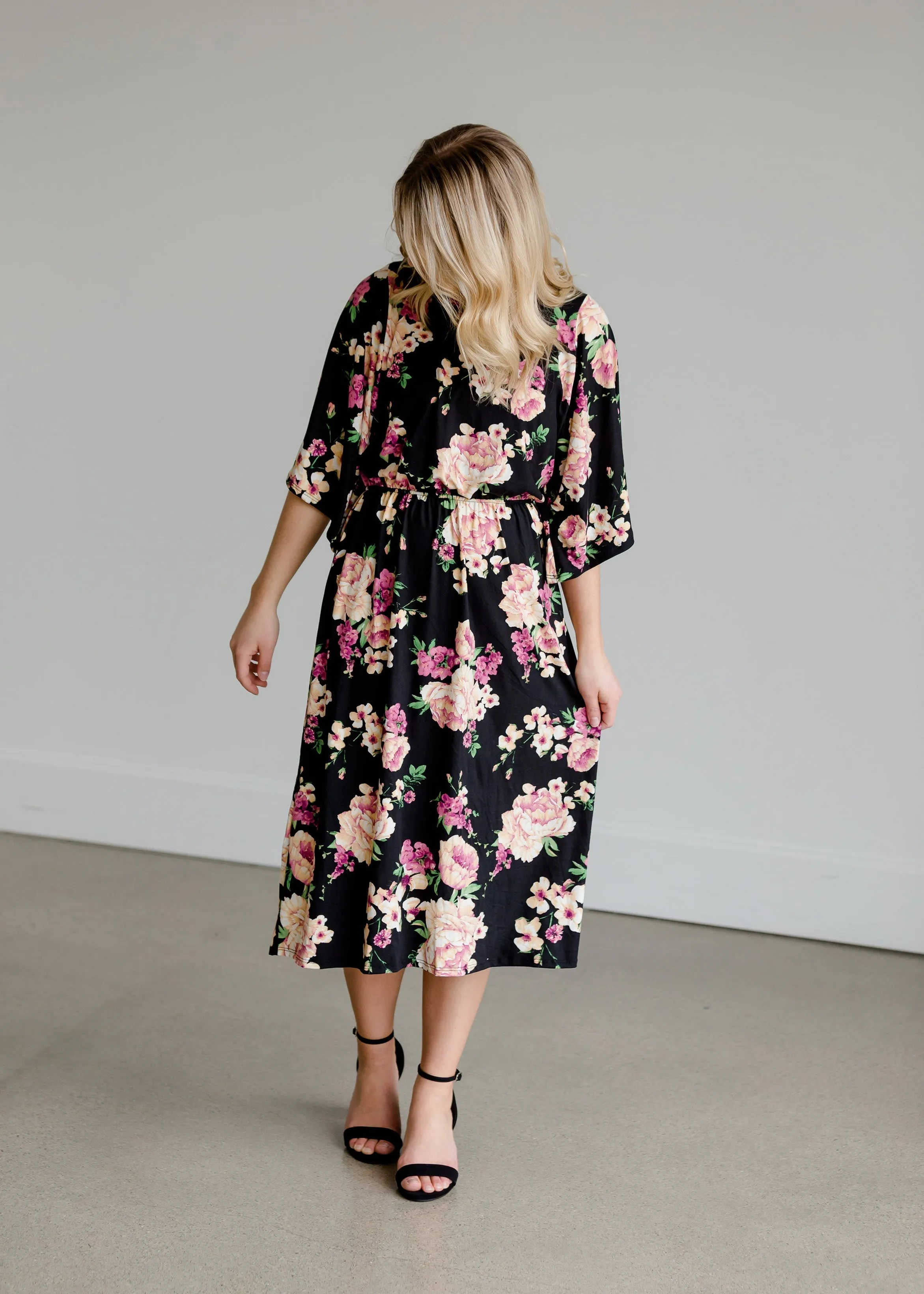 Bell Sleeve Floral Midi Dress - FINAL SALE