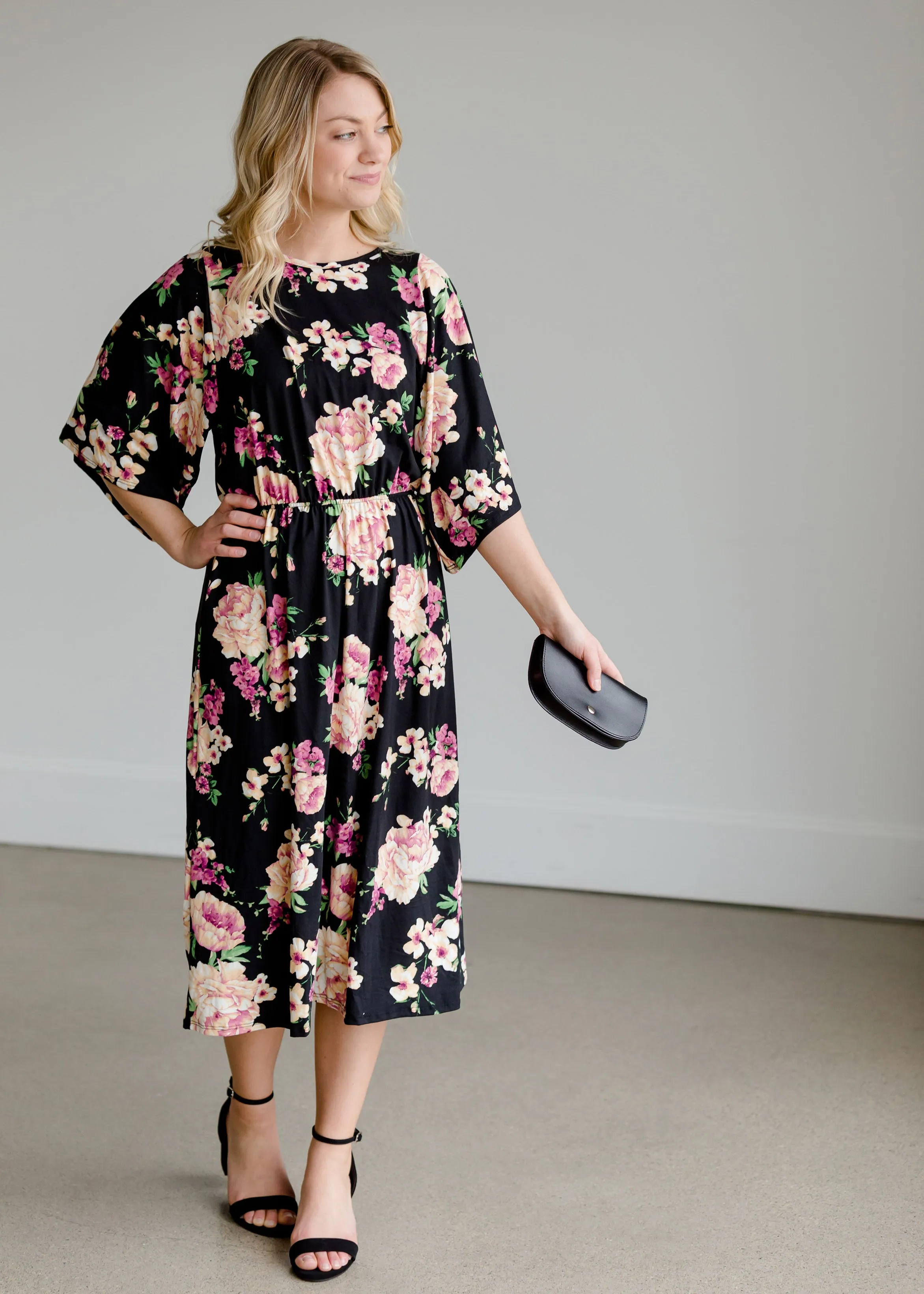 Bell Sleeve Floral Midi Dress - FINAL SALE