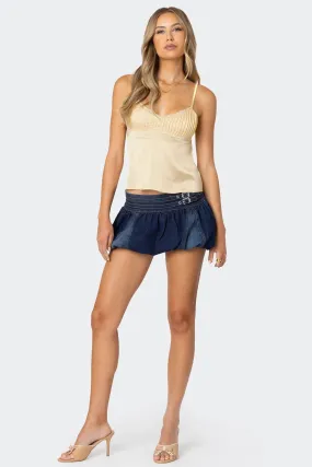 Belted Double Denim Bubble Skort