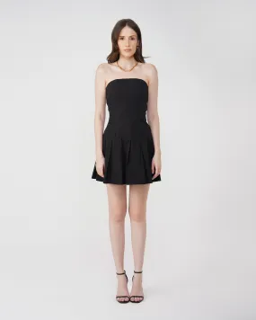 BLACK BANDEAU OFF SHOULDER DRESS