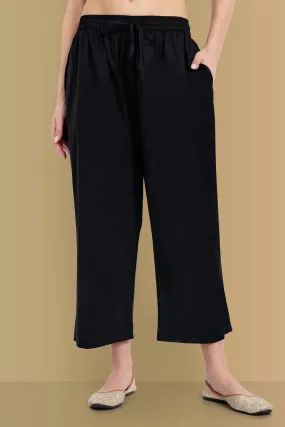 Black Basic Straight Palazzo Pant with Pockets
