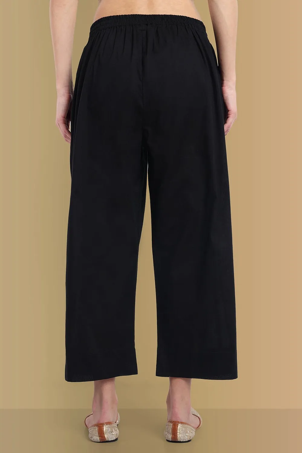 Black Basic Straight Palazzo Pant with Pockets