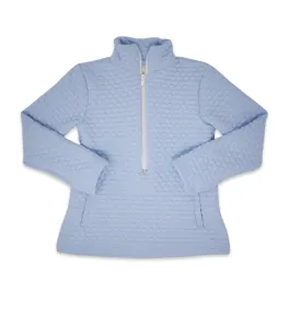 Blue Quilted Henry Half Zip