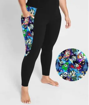 Boo Bash Creepin' it Blue - Adult Casual Thigh Pocket Cloud Soft Leggings