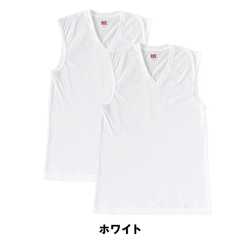 BVD インナー メンズ ノースリーブ vネック スリーブレス 2枚組 M～LL bvd tシャツ インナーシャツ 肌着 下着 v首 タンクトップ ランニング 春夏 ホワイト 白 M L LL (在庫限り)