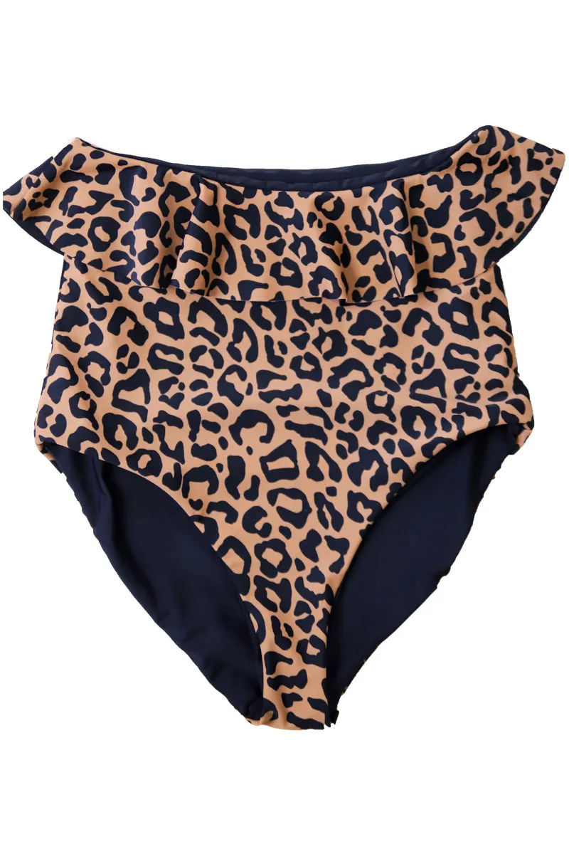 Cabana Reversible Bottoms |  Black & Leopard Print | Final Sale