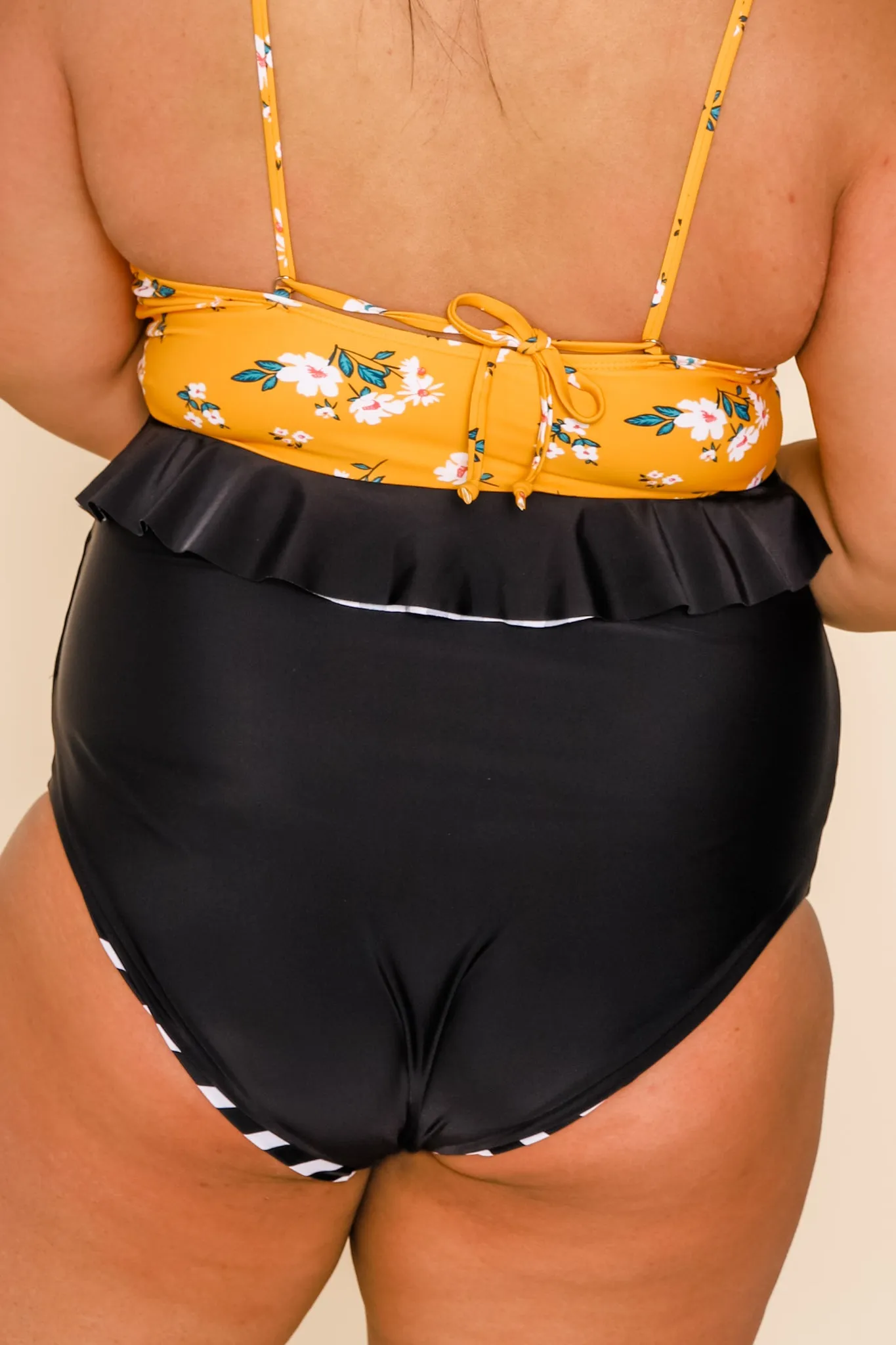 Cabana Reversible Bottoms | Black/Black & White Stripe | Final Sale