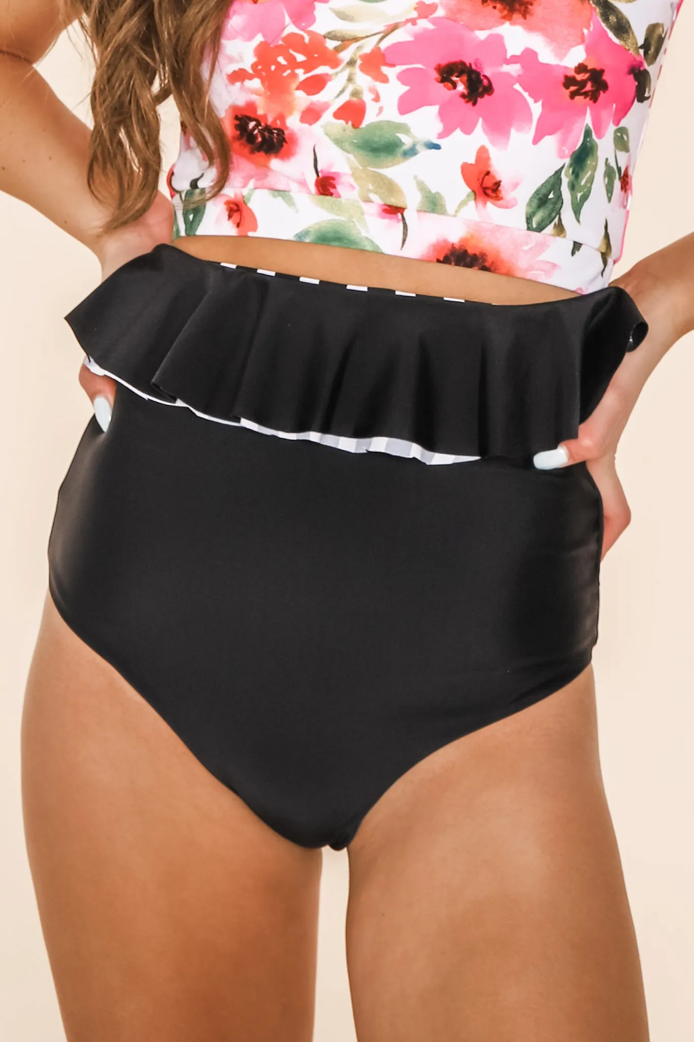 Cabana Reversible Bottoms | Black/Black & White Stripe | Final Sale